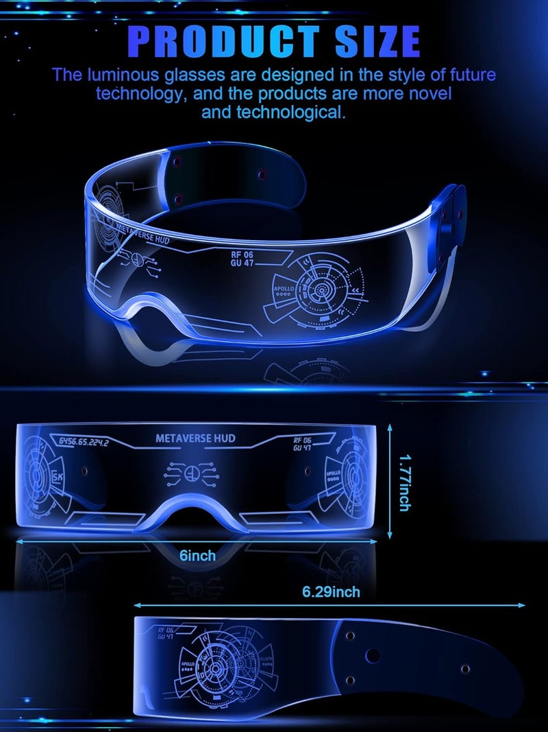 TOODOO 4 Pairs LED Visor Glasses Light up Glasses Futuristic Luminous Rave Glasses 7 Colors 4 Modes for Club Christmas Party - Image 2